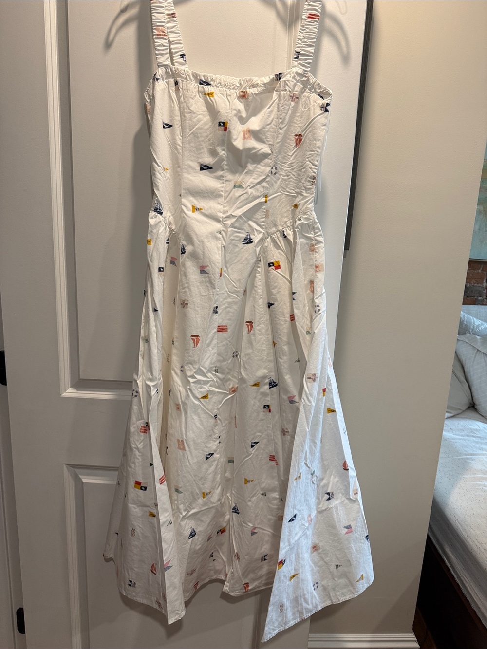 Abercrombie & Fitch White Sundress with Multicolor Nautical Flag Print - Picture 3 of 6